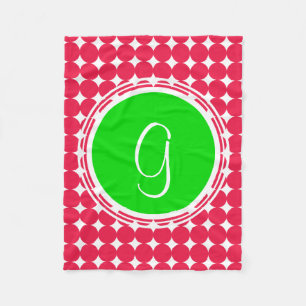 Green & Red Polka Dot Monogram Fleecedecke