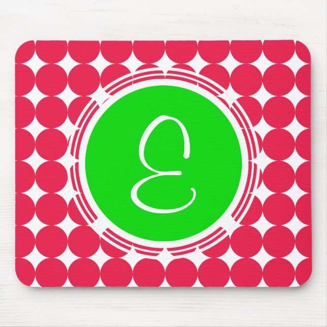 Green & Red Polka Dot Monogram Mousepad (Vorne)