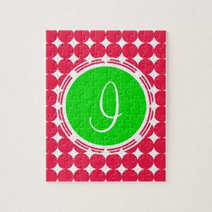 Green & Red Polka Dot Monogram Puzzle