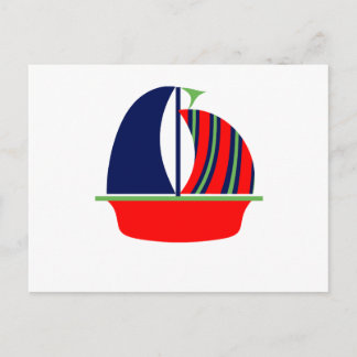 Green Red Sail Boat Postkarte