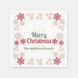 Green Red Snowflakes Weihnachten Serviette