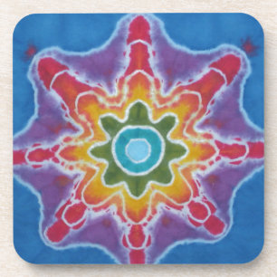 Green & Red Star Blue Background Gefärbte Krawatte Getränkeuntersetzer