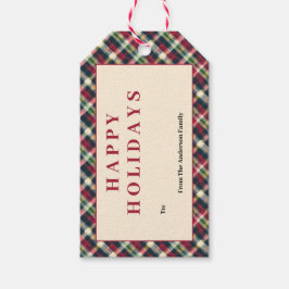 Green Red Tartan Plaid Custom Christmas Holiday Geschenkanhänger