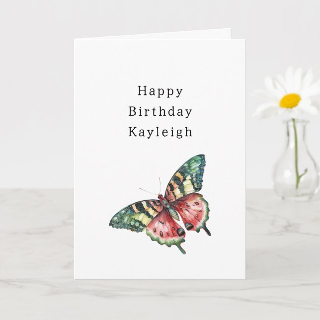 Green Red Watermelon Butterfly Birthday Karte (Kleine Pflanze)