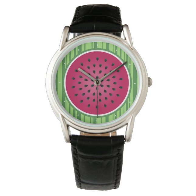 Green Red Watermelon Design Armbanduhr (Vorderseite)