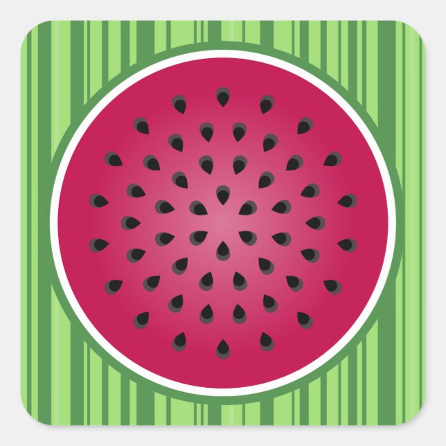 Green Red Watermelon Design Quadratischer Aufkleber (Vorderseite)