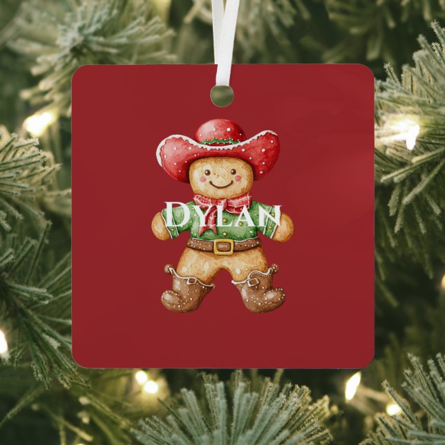 Green Red Western Cowboy Boots Weihnachten Ornament Aus Metall (InSitu)