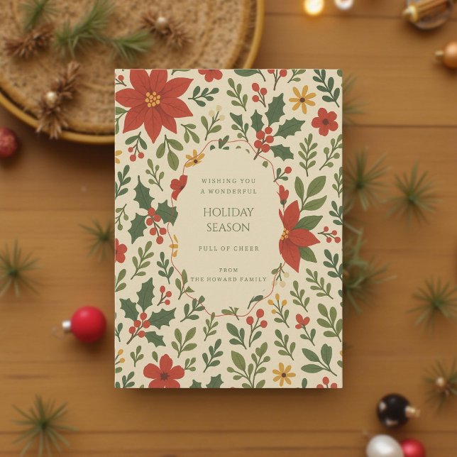 Green Red Whimsisical Floral Watercolor Feriencard (Von Creator hochgeladen)