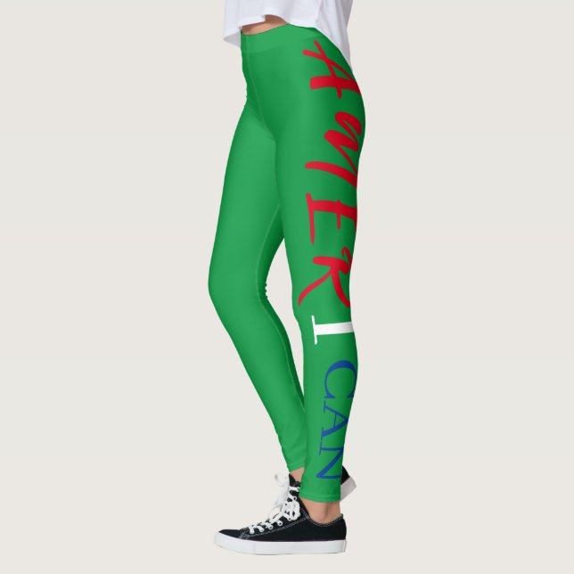 Green Red White Blue Black Woman African America Leggings (Links)