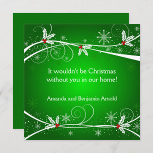Green Red White Holly Holiday Einladung