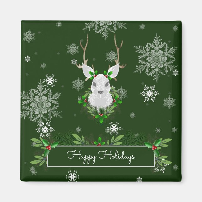 Green Reindeer Magnet (Vorne)