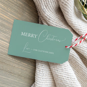 Green Retro Boho Minimalistisch Weihnachten Geschenkanhänger