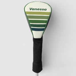 Green Retro Five Across Striping with Name Golf Headcover