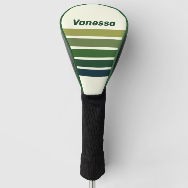 Green Retro Five Across Striping with Name Golf Headcover (Vorderseite)