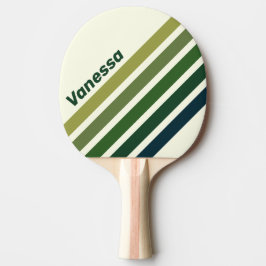 Green Retro Five Angled Striping with Name Tischtennis Schläger