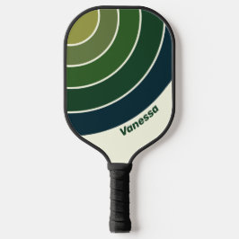 Green Retro Five Circle Strip mit Namen Pickleball Schläger