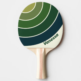 Green Retro Five Circle Stripe with Name Tischtennis Schläger
