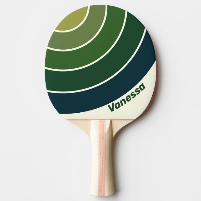 Green Retro Five Circle Stripe with Name Tischtennis Schläger (Vorderseite)