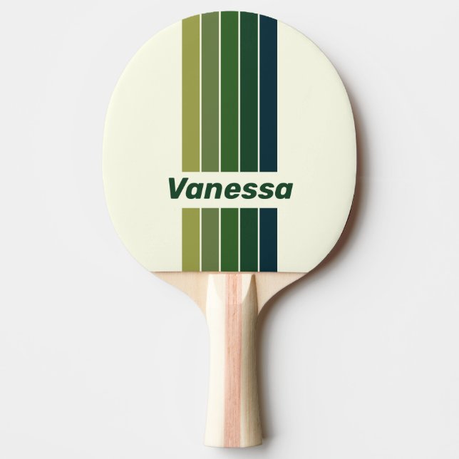 Green Retro Five Pin Striped with Name Tischtennis Schläger (Vorderseite)