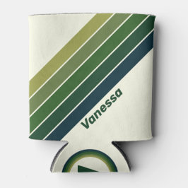 Green Retro five Stripes with Name Dosenkühler