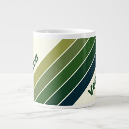 Green Retro Five Stripes with Name Jumbo-Tasse