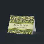 Green Retro Grandson Birthday Karte<br><div class="desc">Geburtstagskarte für Enkel mit lustigen grünen Retromustern und nachdenklichem Vers.</div>