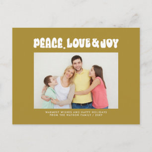 Green Retro Groovy Peace Liebe Joy Foto Feiertagspostkarte