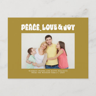 Green Retro Groovy Peace Liebe Joy Foto Feiertagspostkarte