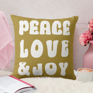 Green Retro Groovy Peace Liebe Joy Holiday Kissen