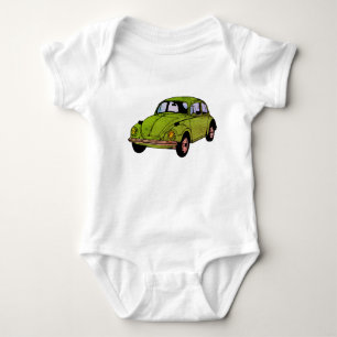 Green Retro Hippie Car Zeichnend , Jersey Bodysuit Baby Strampler