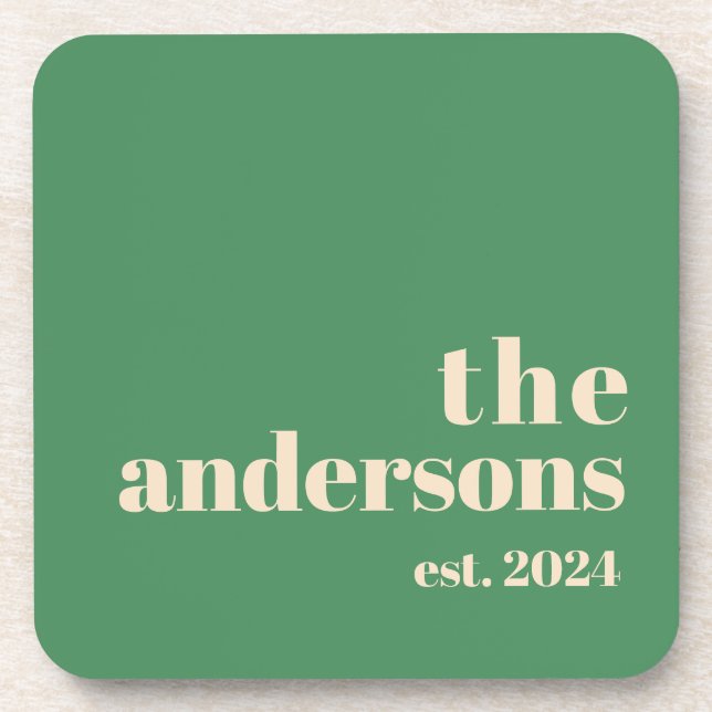 Green Retro modern minimalistisch Getränkeuntersetzer (Vorderseite)
