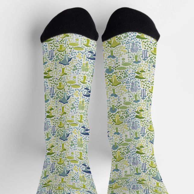 Green Retro Mushroom Socken (Oben)