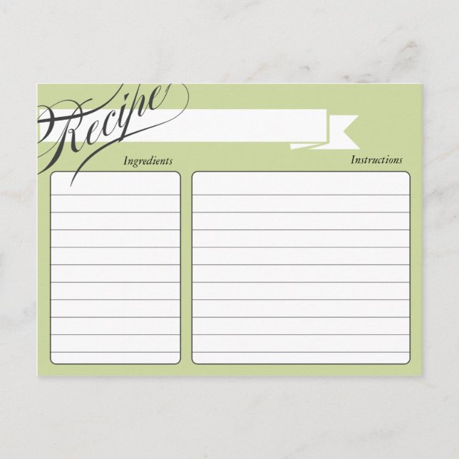 Green Retro Rezept Card Postkarte (Vorderseite)