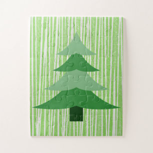 Green Retro Stil Weihnachtsbaum Kinderpuzzle Puzzle