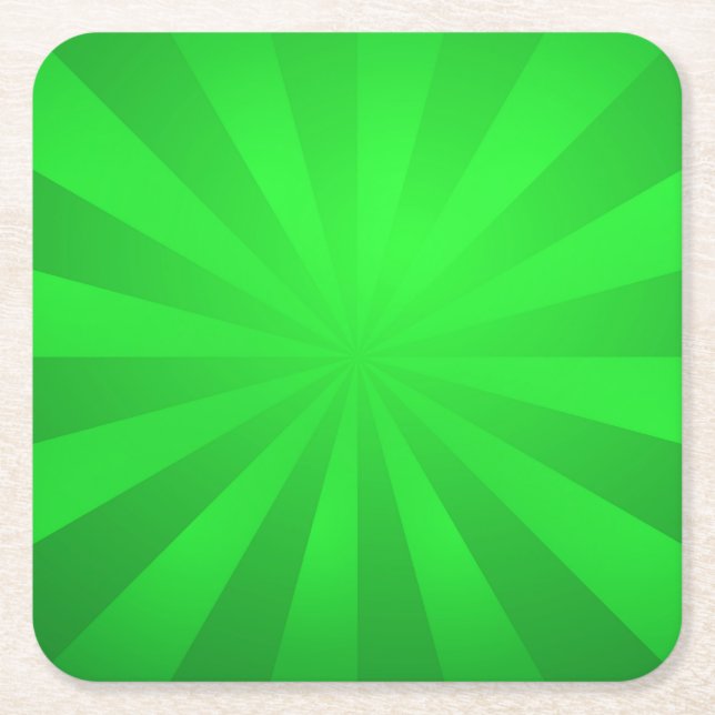 Green Retro Sunburst Rechteckiger Pappuntersetzer (Vorderseite)