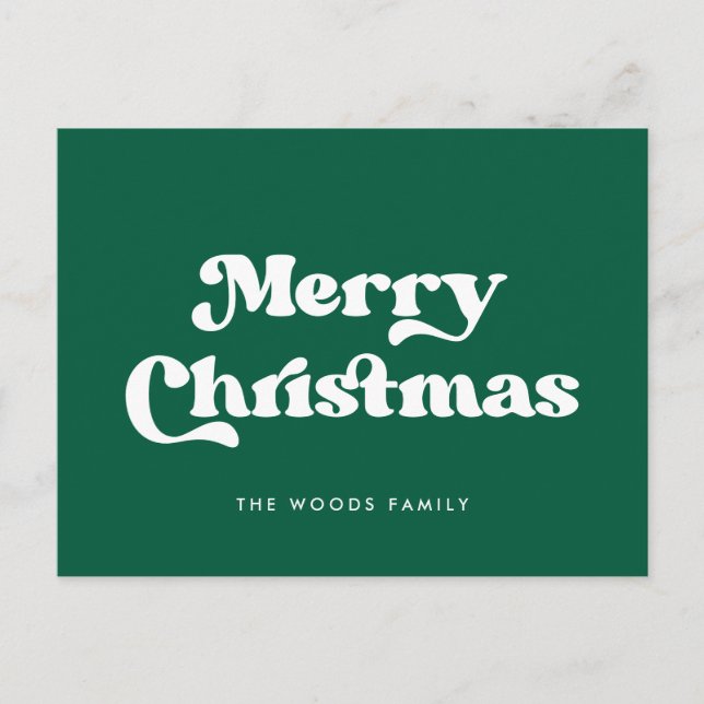 Green Retro Vintager Schriftart Frohe Weihnachten (Vorderseite)