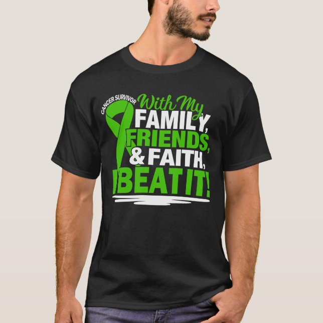 Green Ribbon Cancer Survivor Friends Family Faith T-Shirt (Vorderseite)