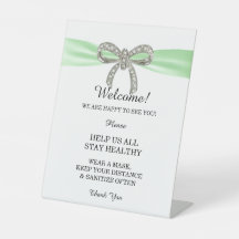 Green Ribbon Diamond Bow Wedding Safety