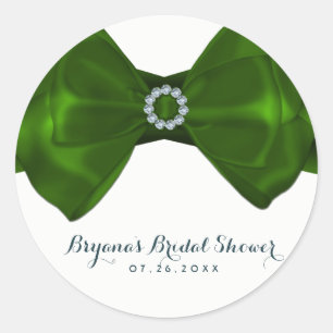Green Ribbon & Diamonds Brautparty Elegant Runder Aufkleber