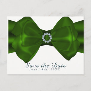 Green Ribbon & Diamonds Elegantes Glam Save the Da Ankündigungspostkarte