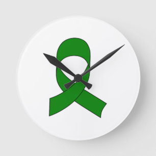 Green Ribbon Drawing Runde Wanduhr