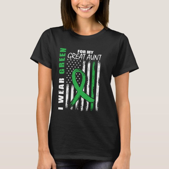 Green Ribbon Great Tante Niere Krankheit Bewusstse T-Shirt (Vorderseite)