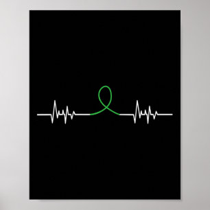 Green Ribbon Herzschlag - Bewusstsein für psychisc Poster