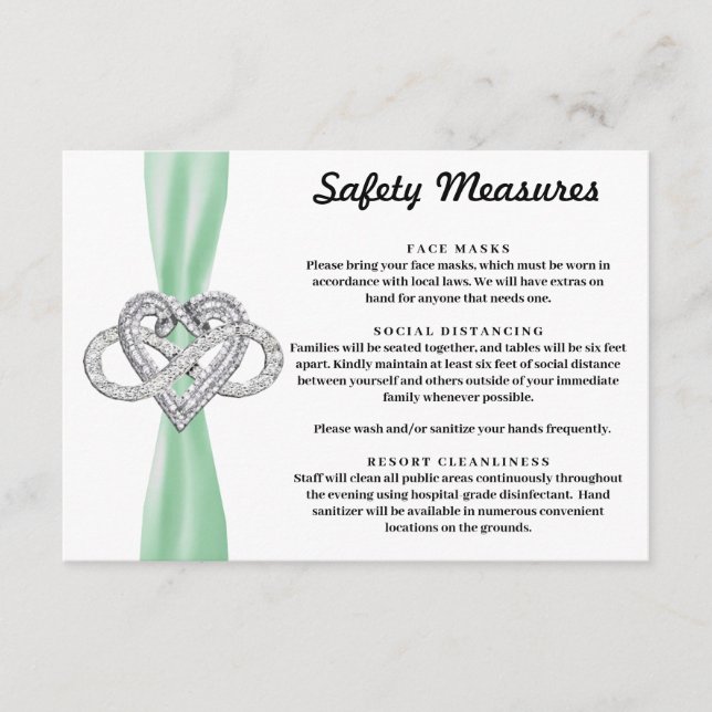 Green Ribbon Infinity Heart Safety Measures Begleitkarte (Vorderseite)