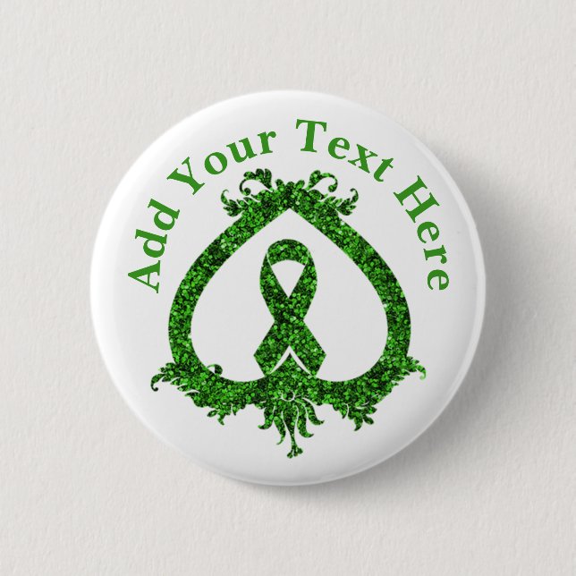 Green Ribbon Mental Health and Cancer Awareness Button (Vorderseite)