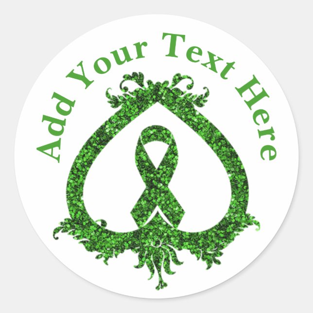 Green Ribbon Mental Health and Cancer Awareness Runder Aufkleber (Vorderseite)