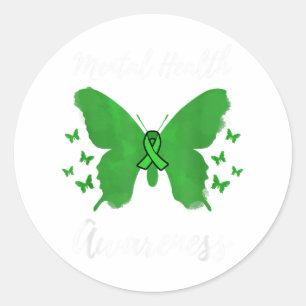 Green Ribbon Mental Health Awareness _1 Runder Aufkleber
