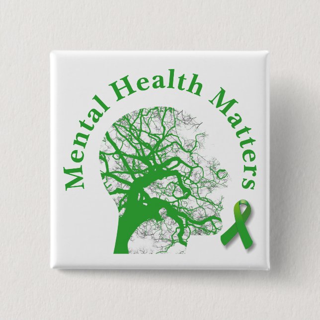 Green Ribbon & Mental Health Awareness Button (Vorderseite)