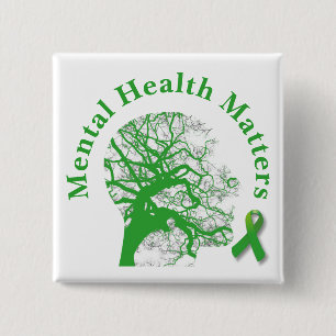 Green Ribbon & Mental Health Awareness Button