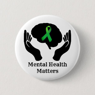 Green Ribbon Mental Health Awareness Button